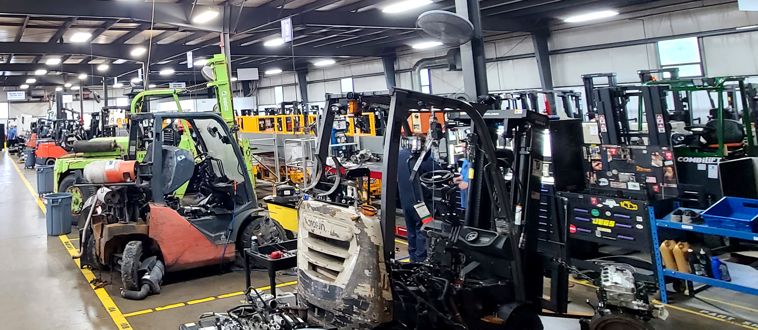 WCMH Forklift service bay with equipment